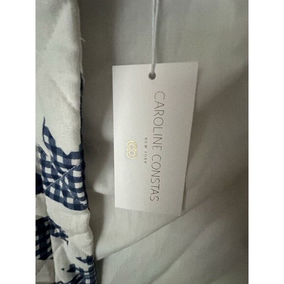 CAROLINE CONSTAS White/Blue Gingham Quilted Linen Blend Jacket Sz Small NWT $395 - Picture 4 of 8